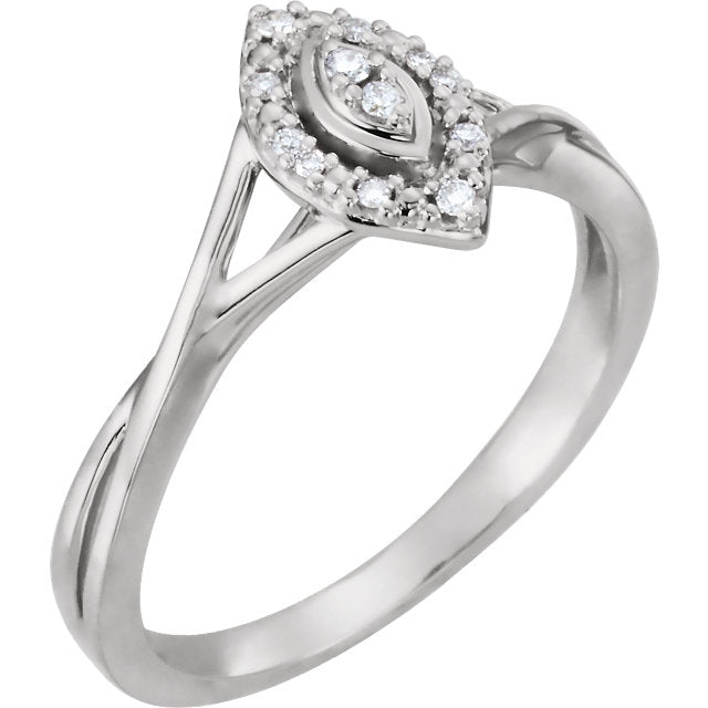 10K White Gold .06 CTW Diamond Muti Stone Marquise Style Halo Promise Ring- Sparkle & Jade-SparkleAndJade.com 652993:60001:P