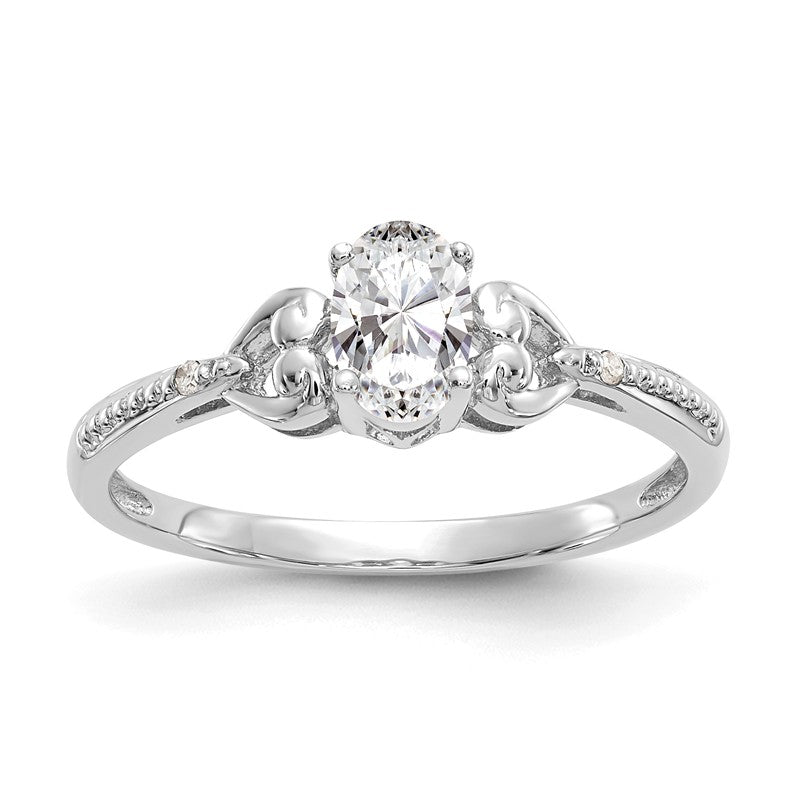 10k Gold Genuine Oval Gemstone Diamond Accented Hearts Rings- Sparkle & Jade-SparkleAndJade.com 10XB289