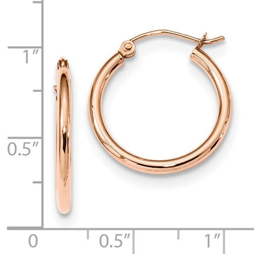 10k Rose Gold 21mm x 2mm Polished Hoop Earrings- Sparkle & Jade-SparkleAndJade.com 92