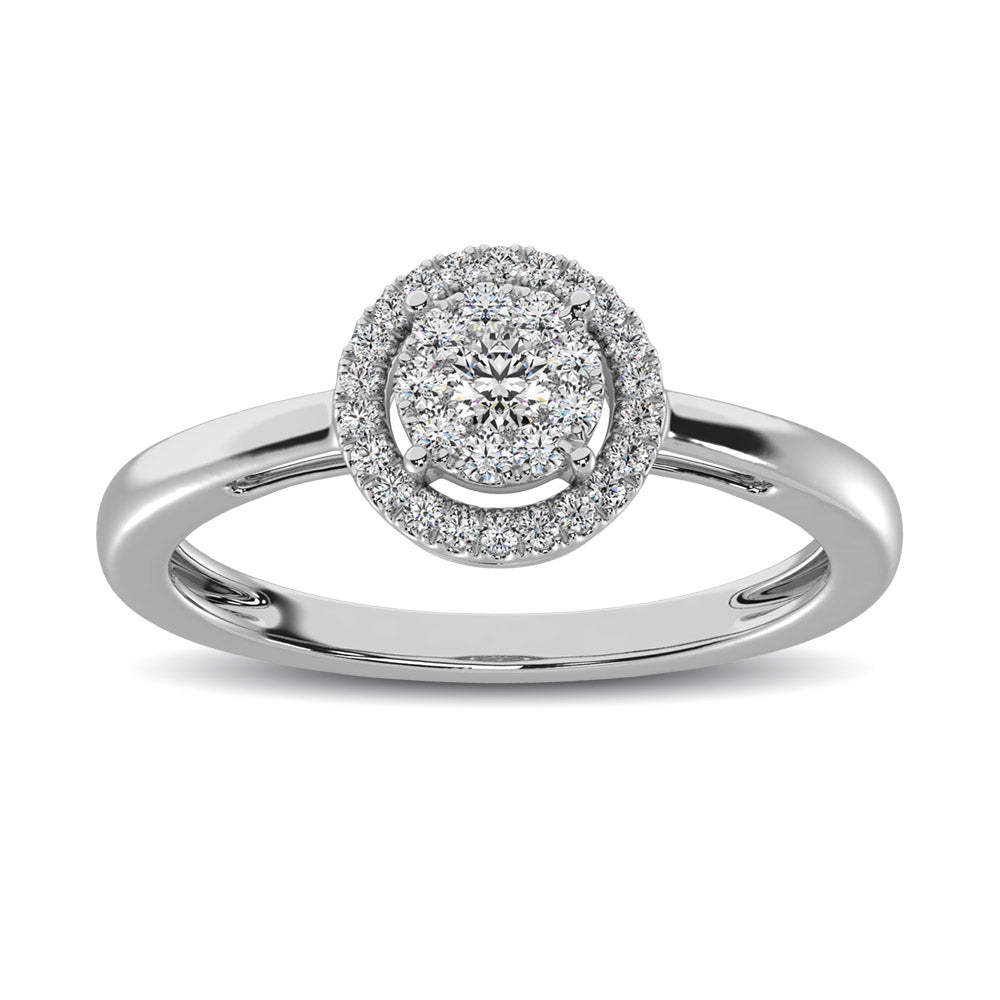 10k White Gold Diamond 1/4 CTW Multi Stone Engagement Ring- Sparkle & Jade-SparkleAndJade.com 61612W-R