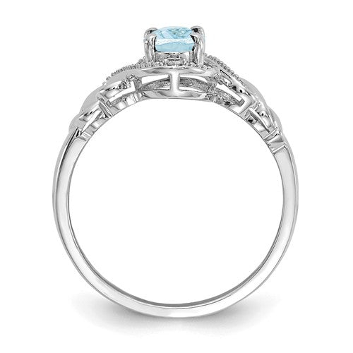 10k White Gold Genuine Oval Gemstone & Diamond Rings- Sparkle & Jade-SparkleAndJade.com 