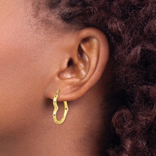 10k Yellow Gold 26mm Heart Hinged Hoop Earrings- Sparkle & Jade-SparkleAndJade.com 10ER268