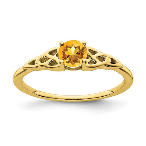 10k Yellow Gold Citrine 4.5mm Round Celtic Knot Side Ring- Sparkle & Jade-SparkleAndJade.com RM7396-CI-1Y