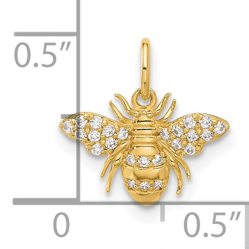 10k Yellow Gold Clear CZ Bee Charm Pendant- Sparkle & Jade-SparkleAndJade.com 10C1492
