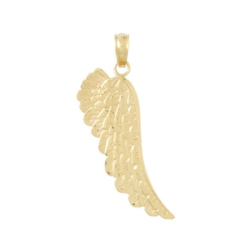 10k Yellow Gold Textured Angel Wing Pendant- Sparkle & Jade-SparkleAndJade.com 10D3723