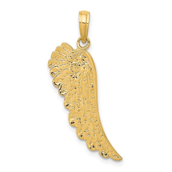 10k Yellow Gold Textured Angel Wing Pendant- Sparkle & Jade-SparkleAndJade.com 10D3723