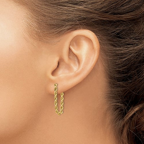 10k or 14K Gold Hollow Rope Chain Earrings- Sparkle & Jade-SparkleAndJade.com 