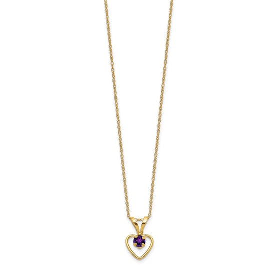 10k or 14k Gold Children's Natural Birthstone Petite Heart 15" Necklace- Sparkle & Jade-SparkleAndJade.com 10GK401-15