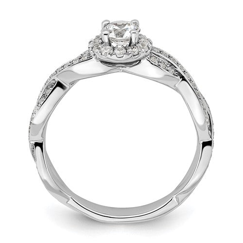 10k or 14k White Gold Lab Grown Diamond SI1/SI2, G H I, Halo Complete Engagement Ring- Sparkle & Jade-SparkleAndJade.com 