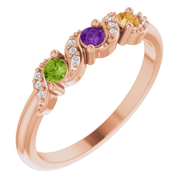Natural Diamond Accented Swirl Design Mother's Family Ring- Sparkle & Jade-SparkleAndJade.com 72390