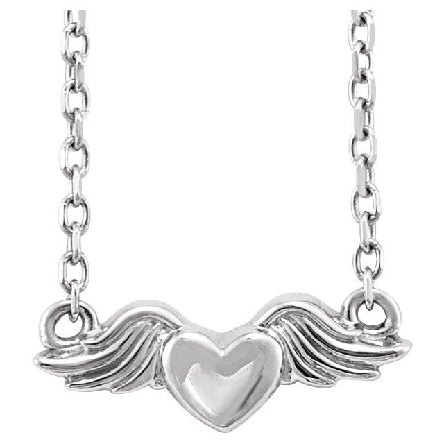 14K Gold Heart with Angel Wings 18" Necklace- Sparkle & Jade-SparkleAndJade.com 88421:112:P