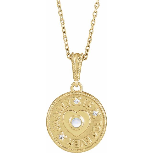 14K Gold Gemstone & .02 CTW Natural Diamond Family is Forever 16-18" Necklace- Sparkle & Jade-SparkleAndJade.com 88432:158:P