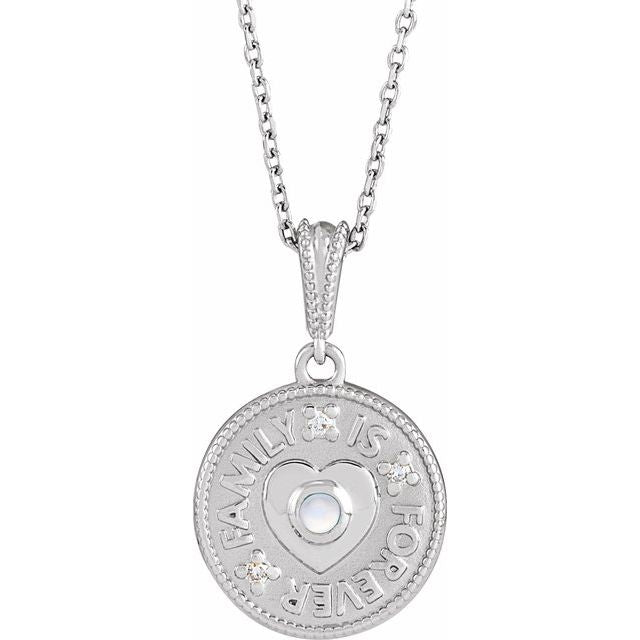 14K Gold Gemstone & .02 CTW Natural Diamond Family is Forever 16-18" Necklace- Sparkle & Jade-SparkleAndJade.com 88432:137:P