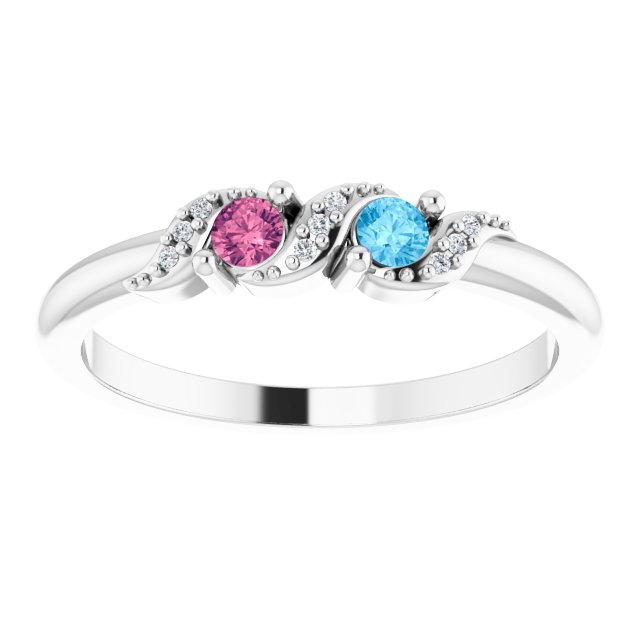 Natural Diamond Accented Swirl Design Mother's Family Ring- Sparkle & Jade-SparkleAndJade.com 
