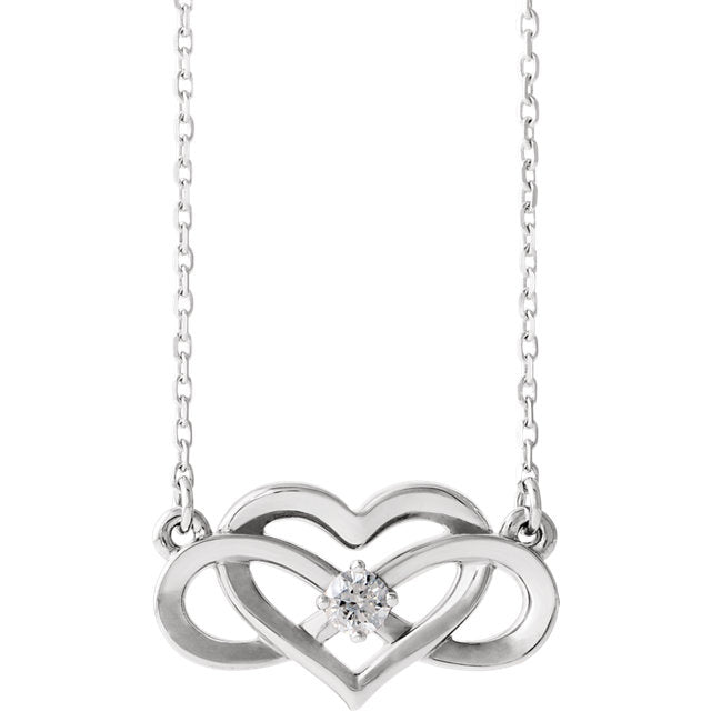 14K Gold 1/10 CTW Diamond Infinity Inspired Heart Necklace in Rose White or Yellow Gold- Sparkle & Jade-SparkleAndJade.com 86677:600:P