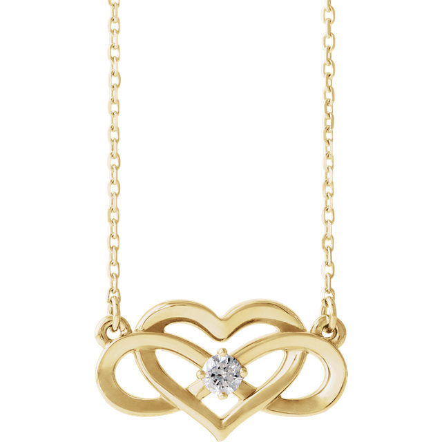 14K Gold 1/10 CTW Diamond Infinity Inspired Heart Necklace in Rose White or Yellow Gold- Sparkle & Jade-SparkleAndJade.com 86677:601:P