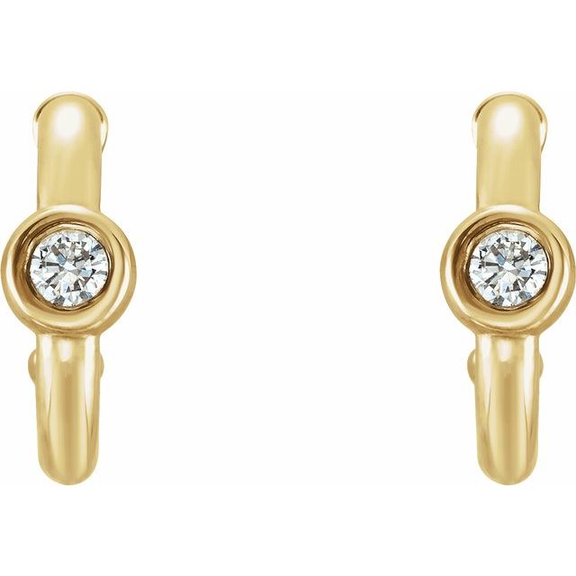 14K Gold 3mm Gemstone Huggie 11mm Hoop Earrings- Sparkle & Jade-SparkleAndJade.com 
