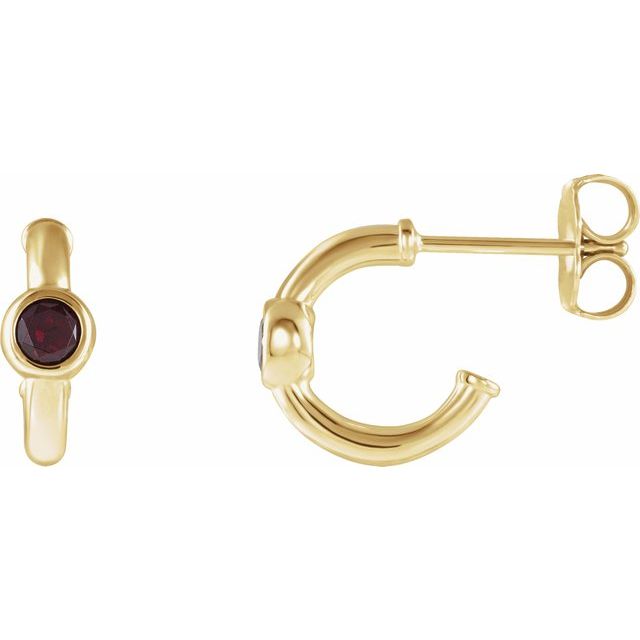 14K Gold 3mm Gemstone Huggie 11mm Hoop Earrings- Sparkle & Jade-SparkleAndJade.com 86492:60017:P