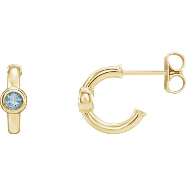14K Gold 3mm Gemstone Huggie 11mm Hoop Earrings- Sparkle & Jade-SparkleAndJade.com 86492:60019:P