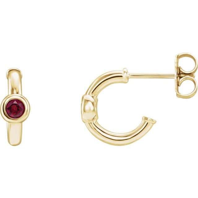 14K Gold 3mm Gemstone Huggie 11mm Hoop Earrings- Sparkle & Jade-SparkleAndJade.com 86492:60025: