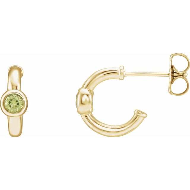 14K Gold 3mm Gemstone Huggie 11mm Hoop Earrings- Sparkle & Jade-SparkleAndJade.com 86492:60027:P