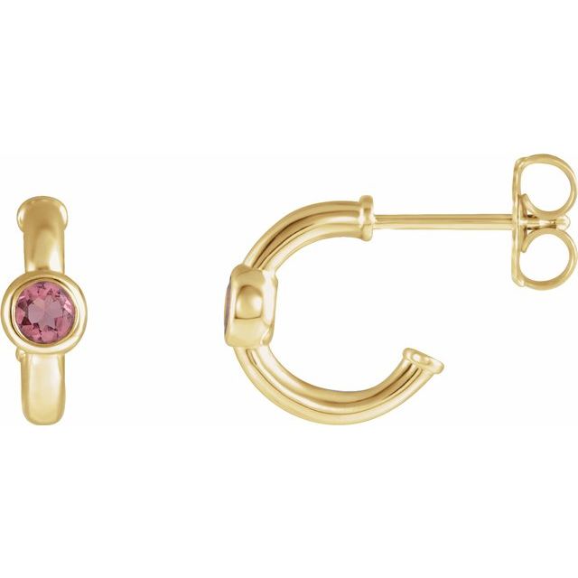 14K Gold 3mm Gemstone Huggie 11mm Hoop Earrings- Sparkle & Jade-SparkleAndJade.com 86492:60030:P