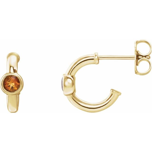 14K Gold 3mm Gemstone Huggie 11mm Hoop Earrings- Sparkle & Jade-SparkleAndJade.com 86492:60031:P