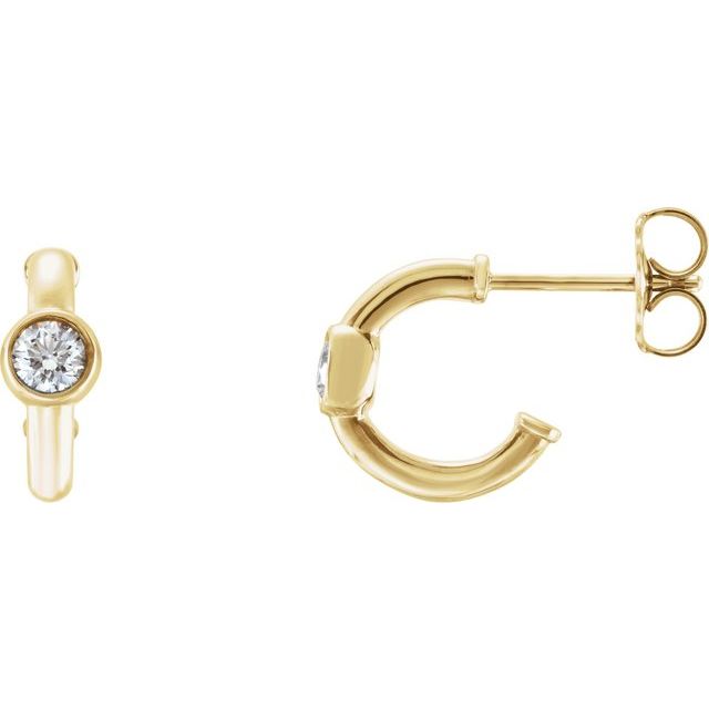 14K Gold 3mm Gemstone Huggie 11mm Hoop Earrings- Sparkle & Jade-SparkleAndJade.com 86492:601:P