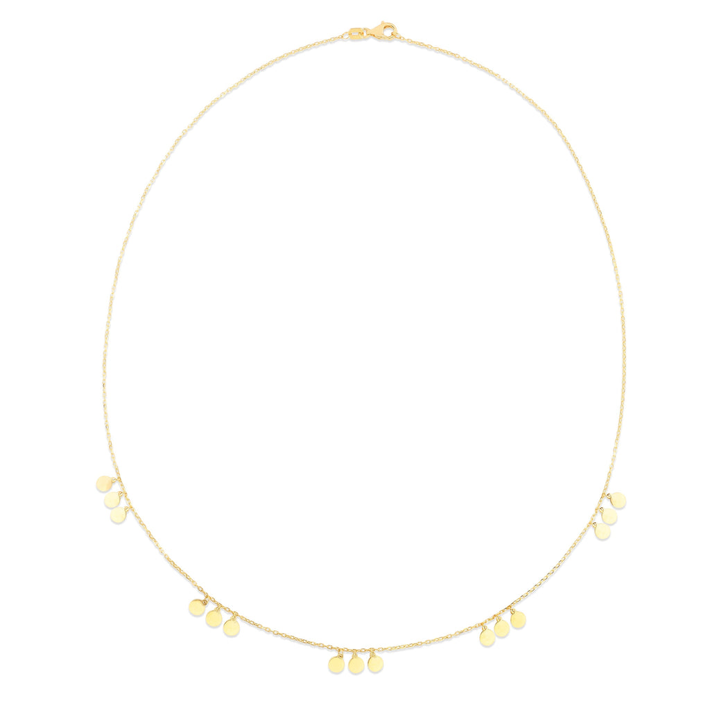 14K Gold Dangle Disc Necklace- Sparkle & Jade-SparkleAndJade.com RC13405-18