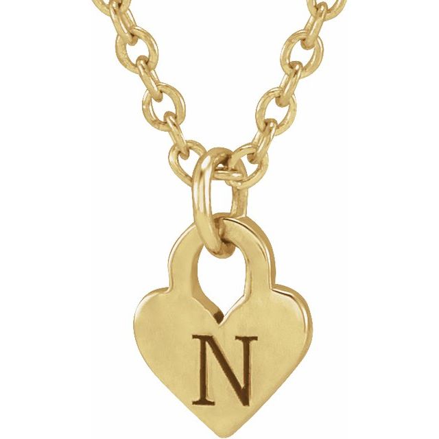 14K Gold Engravable Heart 16-18" Necklace- Sparkle & Jade-SparkleAndJade.com 