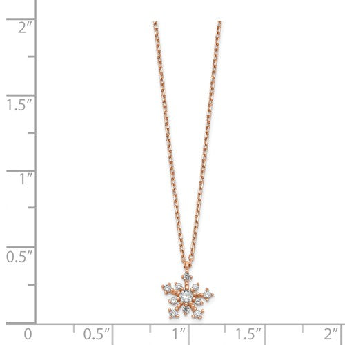 14K Rose Gold CZ Petite Snowflake 16" Necklace- Sparkle & Jade-SparkleAndJade.com SF2781-15