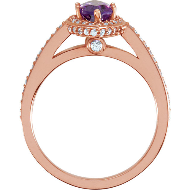 14K Rose Gold Marquise Amethyst & 1/3 CTW Diamond Ring- Sparkle & Jade-SparkleAndJade.com 67789:127:P
