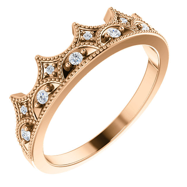 14K White Gold 1/8 CTW Diamond Crown Ring- Sparkle & Jade-SparkleAndJade.com 123433:602:P