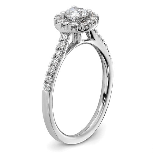 14K White Gold Eternal Promise Lab Grown Diamond Halo Complete Ring- Sparkle & Jade-SparkleAndJade.com RM6687E-040-7CWLG