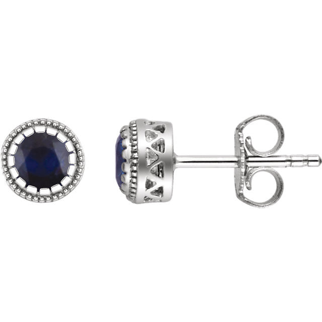 14K White Gold Genuine Blue Sapphire September Birthstone Earrings- Sparkle & Jade-SparkleAndJade.com 651610:130:P