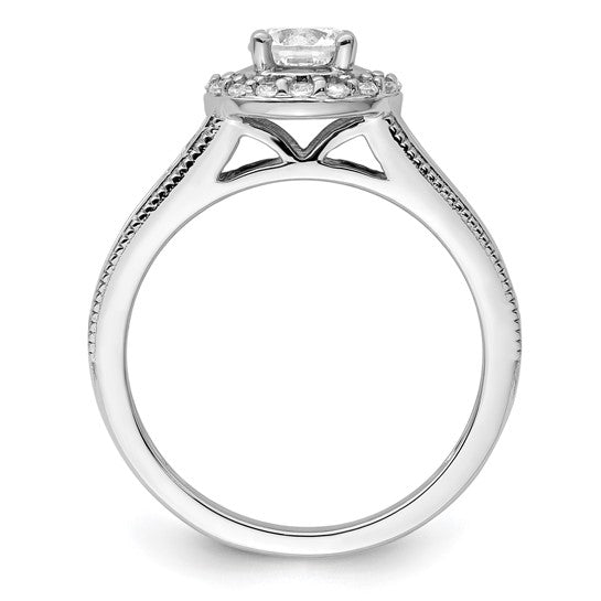 14K White Gold Lab Grown Diamond Halo Complete Engagement Ring- Sparkle & Jade-SparkleAndJade.com RM9437E-050-CWLG