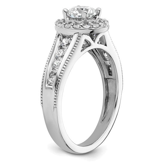 14K White Gold Lab Grown Diamond Halo Complete Engagement Ring- Sparkle & Jade-SparkleAndJade.com RM9437E-050-CWLG