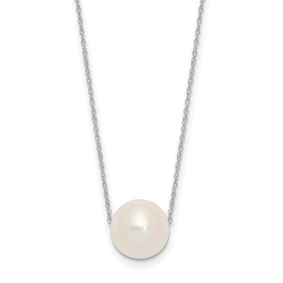 14K White Gold White 10-11mm Freshwater Cultured Pearl Necklace- Sparkle & Jade-SparkleAndJade.com XF770W-17