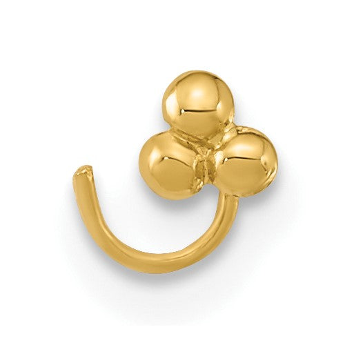 14K Yellow Gold 22 Gauge Triple Bead Nose Ring Stud- Sparkle & Jade-SparkleAndJade.com BD162
