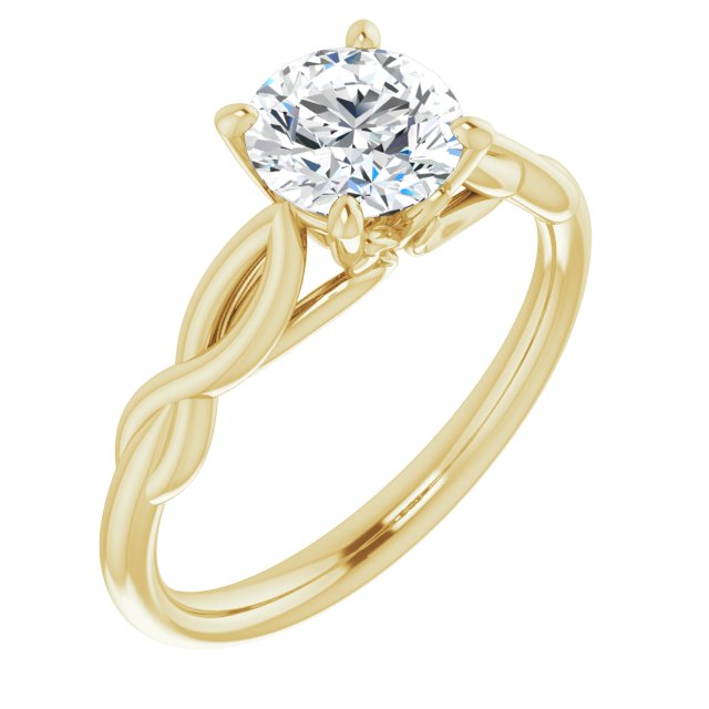 14K Yellow Gold 6.5mm Round Forever One™ Moissanite Solitaire Engagement Ring- Sparkle & Jade-SparkleAndJade.com 653381:626:P
