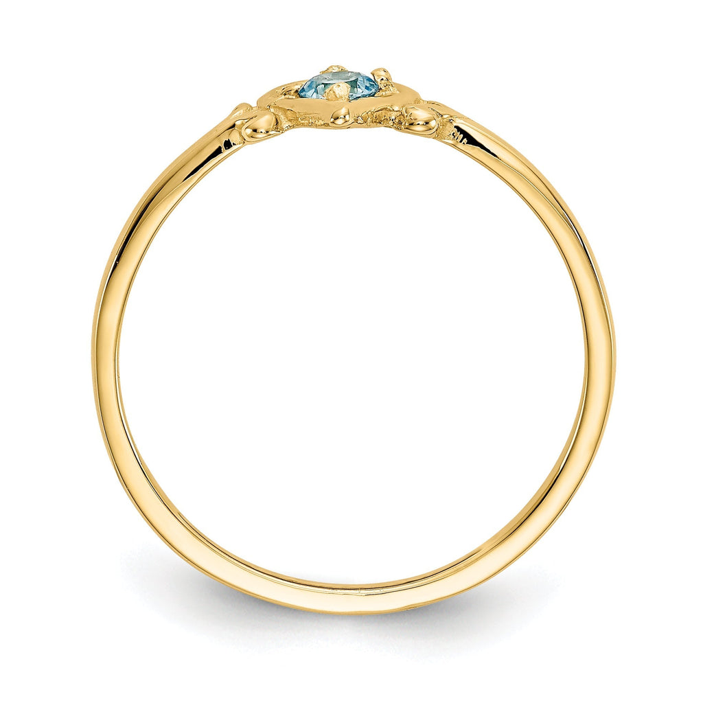 14K Yellow Gold Genuine Blue Topaz December Birthstone Heart Ring- Sparkle & Jade-SparkleAndJade.com YC435