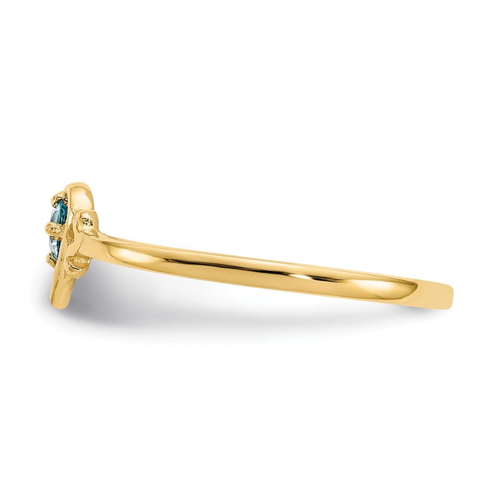 14K Yellow Gold Genuine Blue Topaz December Birthstone Heart Ring- Sparkle & Jade-SparkleAndJade.com YC435