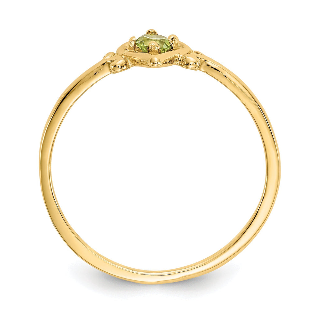 14K Yellow Gold Genuine Peridot August Birthstone Heart Ring- Sparkle & Jade-SparkleAndJade.com YC431