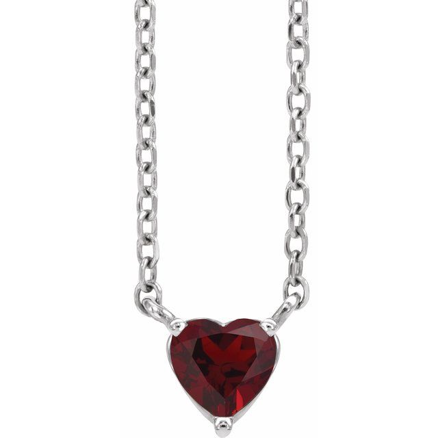 14k Gold 4mm Gemstone Heart 16-18" Necklaces- Sparkle & Jade-SparkleAndJade.com 88055:170:P