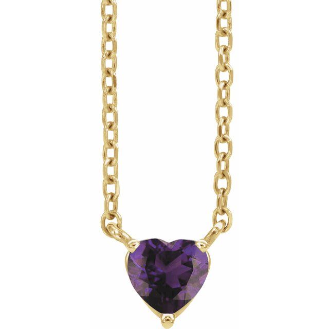14k Gold 4mm Gemstone Heart 16-18" Necklaces- Sparkle & Jade-SparkleAndJade.com 88055:193:P