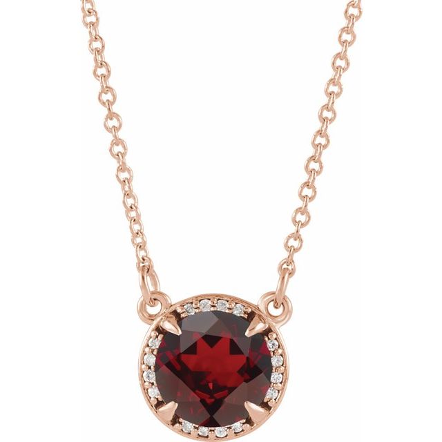 14k Gold 6m Round Gemstone & Diamond 16" Halo Necklaces- Sparkle & Jade-SparkleAndJade.com 