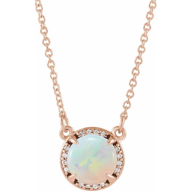 14k Gold 6m Round Gemstone & Diamond 16" Halo Necklaces- Sparkle & Jade-SparkleAndJade.com 85905:650:P