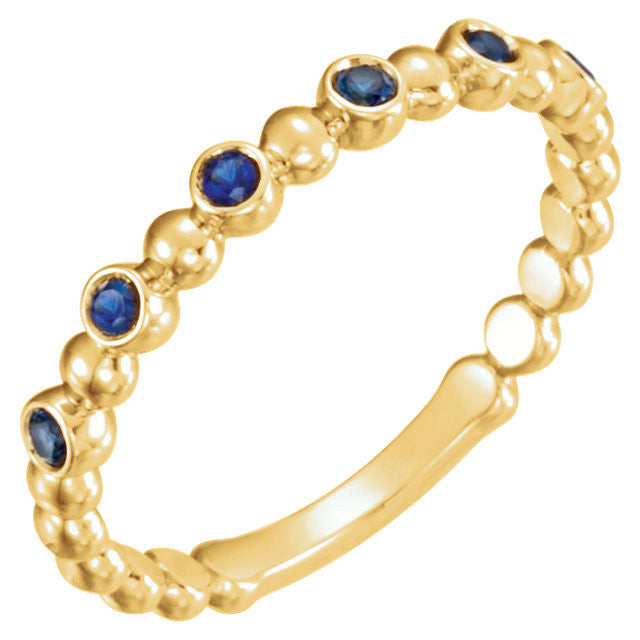 14k Gold Blue Sapphire Stackable Ring - White, Yellow or Rose- Sparkle & Jade-SparkleAndJade.com 71814:601:P