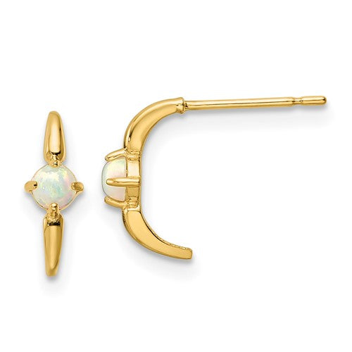 14k Gold Created Opal J-Hoop Earrings- Sparkle & Jade-SparkleAndJade.com YE1996