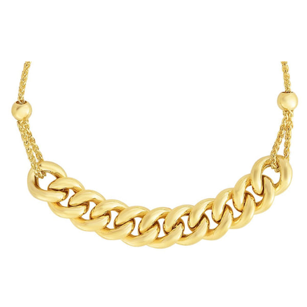 14k Gold Curbed Chain Friendship Adjustable Bolo Bracelet- Sparkle & Jade-SparkleAndJade.com RC7219-0925